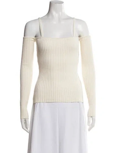 Pre-owned Anna Quan Off-the-shoulder Long Sleeve Top W/ Tags In Neutrals