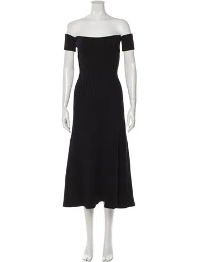 Pre-owned Anna Quan Off-the-shoulder Midi Length Dress In Black