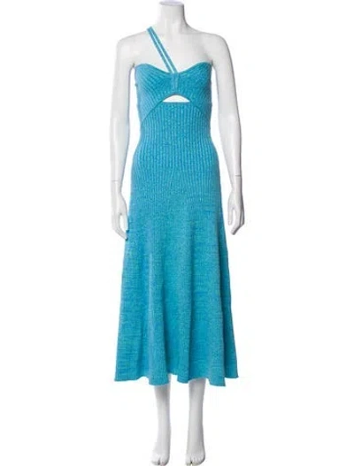 Pre-owned Anna Quan Off-the-shoulder Midi Length Dress In Blue