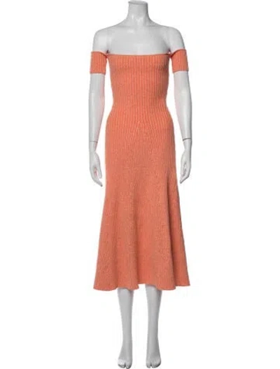 Pre-owned Anna Quan Off-the-shoulder Midi Length Dress In Orange