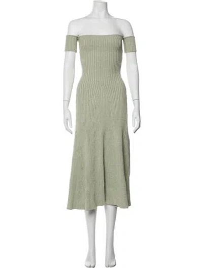 Pre-owned Anna Quan Off-the-shoulder Midi Length Dress W/ Tags In Green