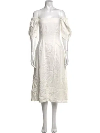 Pre-owned Anna Quan Off-the-shoulder Midi Length Dress In White