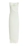 Anna Quan Olivia Crinkled Cotton-blend Maxi Dress In Light Blue