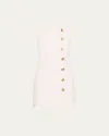 Anna Quan Olympia Button-front Crinkle Mini Dress In White Crinkle