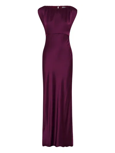 Anna Quan Ophelia Draped-neckline Slip Dress In Purple