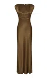 Anna Quan Ophelia Satin Maxi Dress In Green