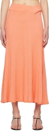 Anna Quan Orange Celeste Midi Skirt In Coral
