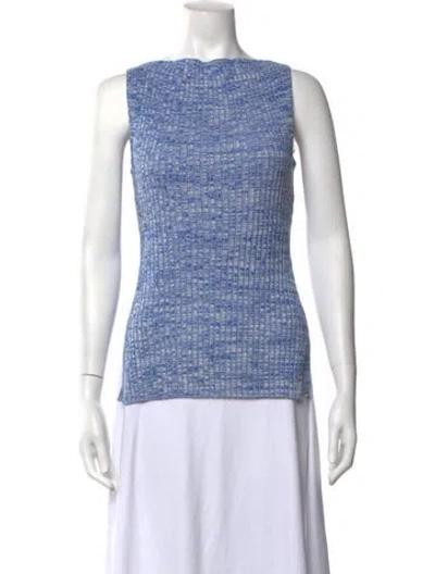 Pre-owned Anna Quan Patterned Bateau Neckline Sweater In Blue