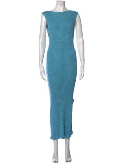 Pre-owned Anna Quan Patterned Long Dress In Blue