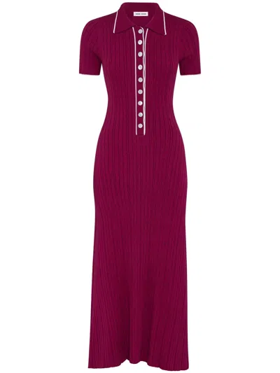 Anna Quan Penelope Knitted Maxi Dress In Red