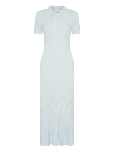 Anna Quan Penelope Ribbed Polo Dress In Blue