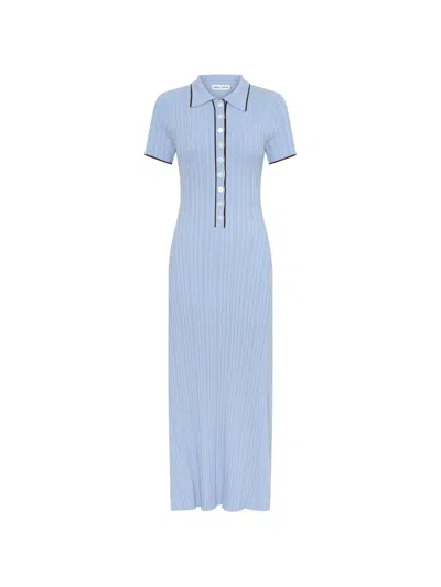 Anna Quan Penelope Ribbed-knit Maxi Dress In Blue
