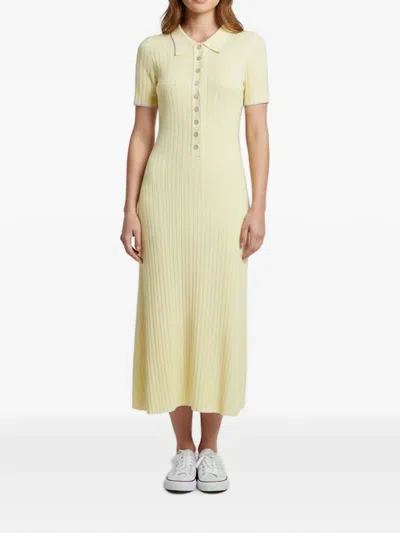 Pre-owned Anna Quan Penelope Rib-knit Dress In Yellow