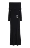 Anna Quan Phoebe Off-the-shoulder Knit-cotton Maxi Dress In Black