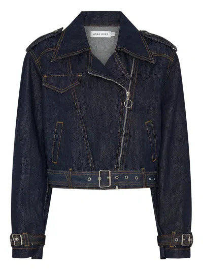 Anna Quan Phoenix Belted Denim Jacket In Black