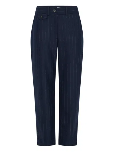 Anna Quan Pinstripe Tailored Trousers In Blue