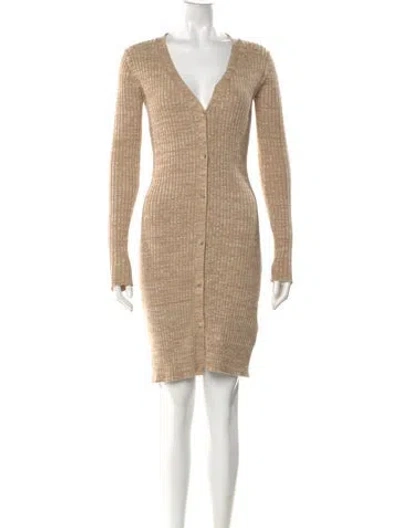 Pre-owned Anna Quan Plaid Print Knee-length Dress In Neutral