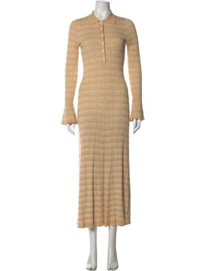 Pre-owned Anna Quan Plaid Print Long Dress In Neutral