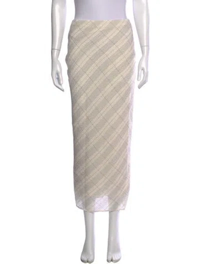 Pre-owned Anna Quan Plaid Print Long Skirt In Neutrals