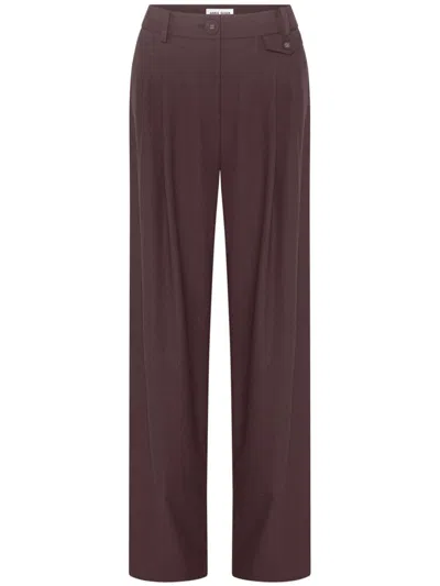 Anna Quan Pleat Detailing Straight-legged Trousers In Brown