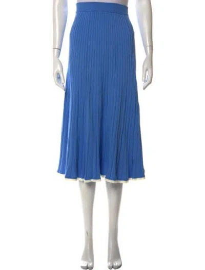 Pre-owned Anna Quan Pleated Accents Midi Length Skirt In Blue