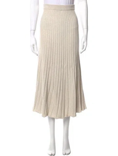 Pre-owned Anna Quan Pleated Accents Midi Length Skirt In Neutral