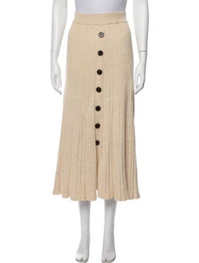 Pre-owned Anna Quan Pleated Accents Midi Length Skirt In Neutral
