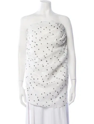 Pre-owned Anna Quan Polka Dot Print Strapless Top W/ Tags In White