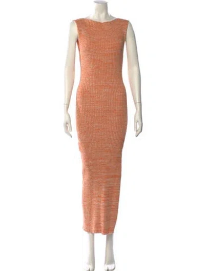 Pre-owned Anna Quan Printed Long Dress In Orange