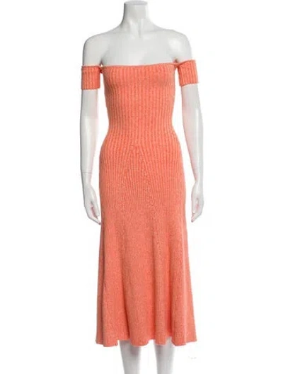 Pre-owned Anna Quan Printed Midi Length Dress In Orange