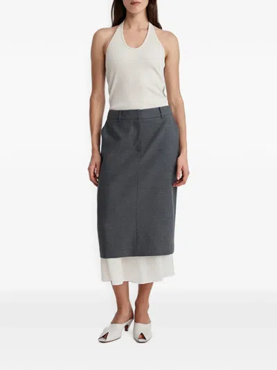 Anna Quan Rachelle Layered Midi Skirt In Gray