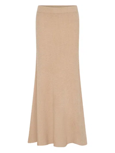 Anna Quan Ribbed Flared Skirt In Nude