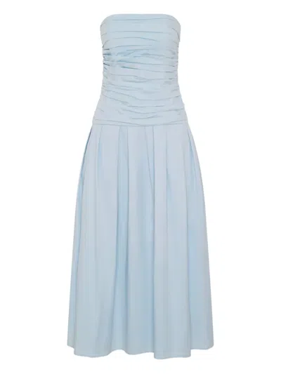Anna Quan Ruched Strapless Dress In Blue