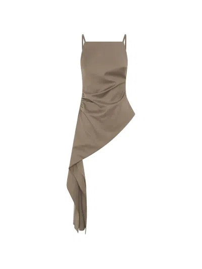 Anna Quan Sanne Asymmetric Draped Top In Brown