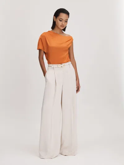 Anna Quan Satin Off-the-shoulder Top In Orange