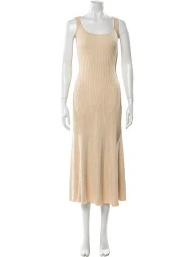 Pre-owned Anna Quan Scoop Neck Long Dress In Neutral