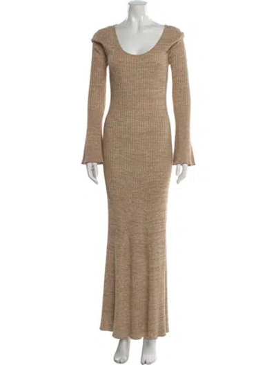 Pre-owned Anna Quan Scoop Neck Long Dress In Neutral
