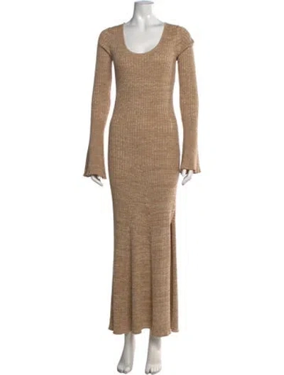 Pre-owned Anna Quan Scoop Neck Long Dress In Neutrals