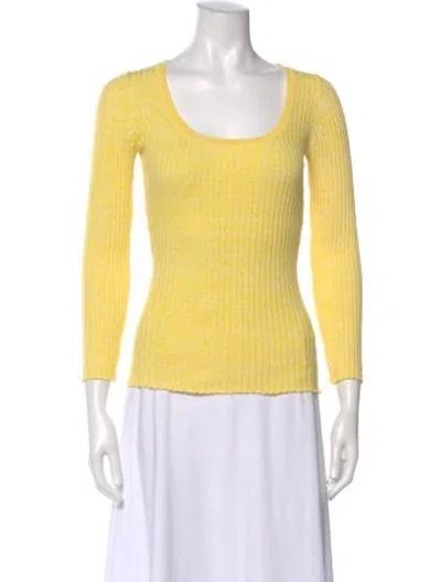 Pre-owned Anna Quan Scoop Neck Long Sleeve Top In Yellow