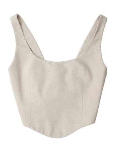 Pre-owned Anna Quan Scoop Neck Sleeveless Crop Top In Gray