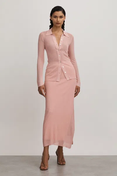 Anna Quan Semi Sheer Knitted Top In Pink