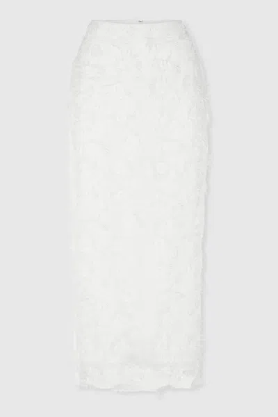 Anna Quan Sheer Applique Midi Dress In White