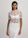 Anna Quan Sheer Applique Top In White