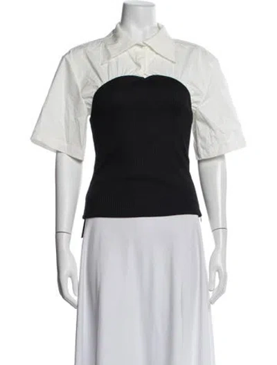 Pre-owned Anna Quan Short Sleeve Button-up Top W/ Tags In Black