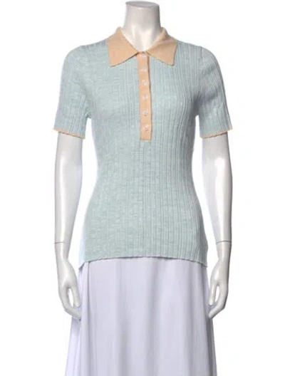 Pre-owned Anna Quan Short Sleeve Polo In Blue