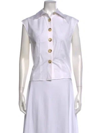 Pre-owned Anna Quan Sleeveless Button-up Top In White