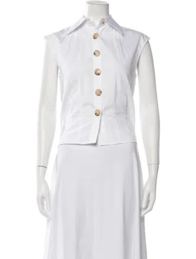 Pre-owned Anna Quan Sleeveless Button-up Top In White