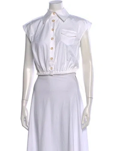 Pre-owned Anna Quan Sleeveless Button-up Top In White