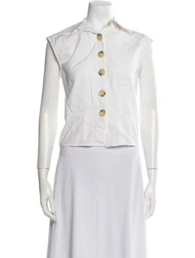 Pre-owned Anna Quan Sleeveless Crop Top In White