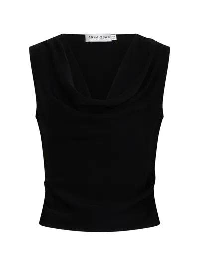 Anna Quan Spencer Draped Sleeveless Top In Black